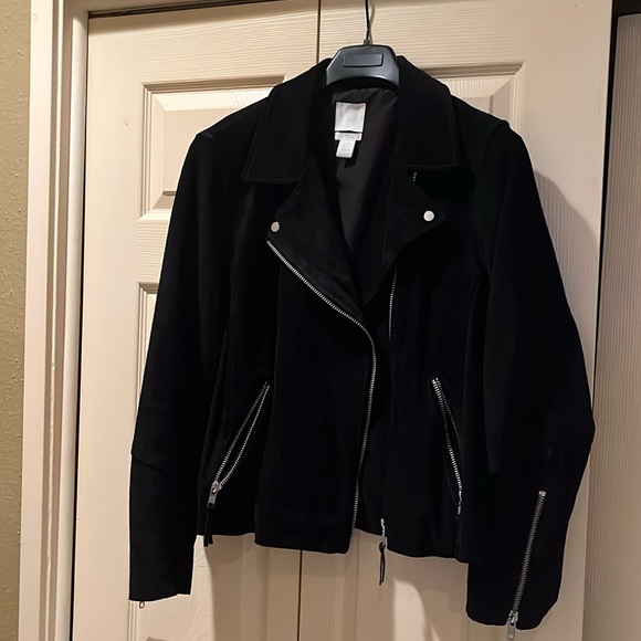 H&M Jackets & Blazers - H&M Black Suede Biker Jacket, EUC
